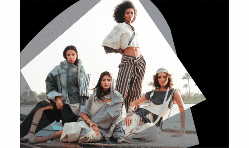 Four female models from the Bride of the Nile collection by IED Barcelona fashion design student Jana Elyamani