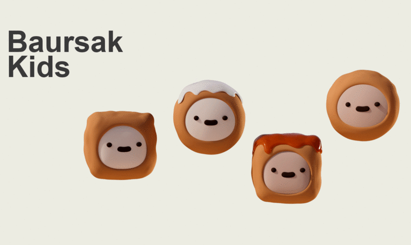 Four characters made from Kazakh fried bread for the short film by IED Barcelona student Tomiris Aimaganbetova
