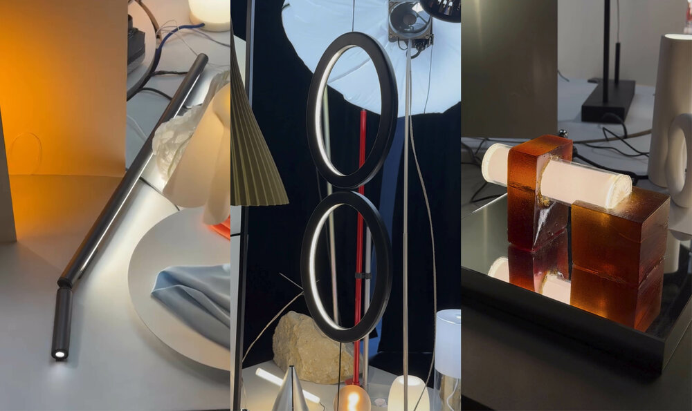 Collage of three lamps designed by IED Barcelona students exhibited at Milan Design Week