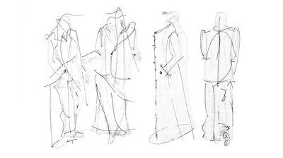 Fashion sketch with four male silhouettes
