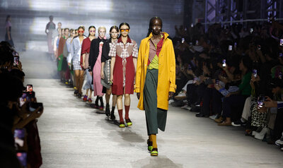Carousel of models on the catwalk of a fashion show